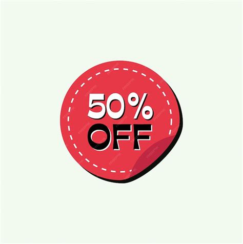 Premium Vector | 50 off stamp vector. promotion offer sticker. minimalist design. red. black. white