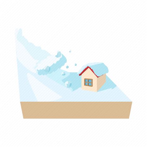 Avalanche, cartoon, destruction, disaster, house, mountain, snow icon ...