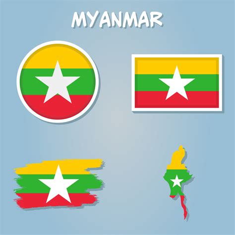 Map of Myanmar in Myanmar flag colors. 21991579 Vector Art at Vecteezy