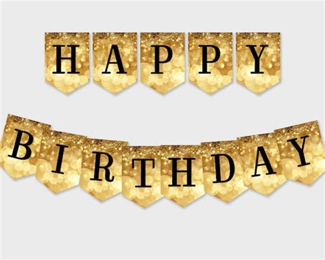 Happy Birthday Banner Sparkle Gold Bokeh Glitter Birthday - Etsy