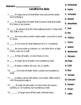 Landforms Quiz by mollywagg | TPT