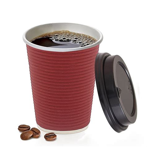 Paper Coffee Cups Disposable Insulated Hot Togo Cups with Lids 12 oz ...