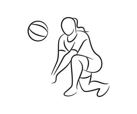 hand drawn volleyball player line illustration 12774259 Vector Art at ...