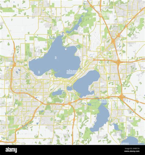 Road map of Madison in Wisconsin. Contains layered vector with roads ...