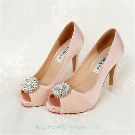 Tulle Satin Brooch Ultra High Heel Blush Pink Wedding Evening Shoes | Fall wedding shoes, Blush ...