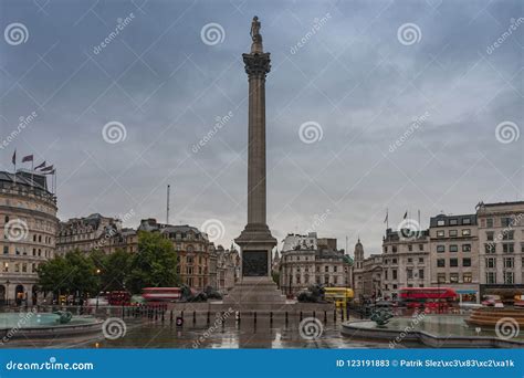 Trafalgar Square with Nelson`s Column in London Editorial Stock Photo ...