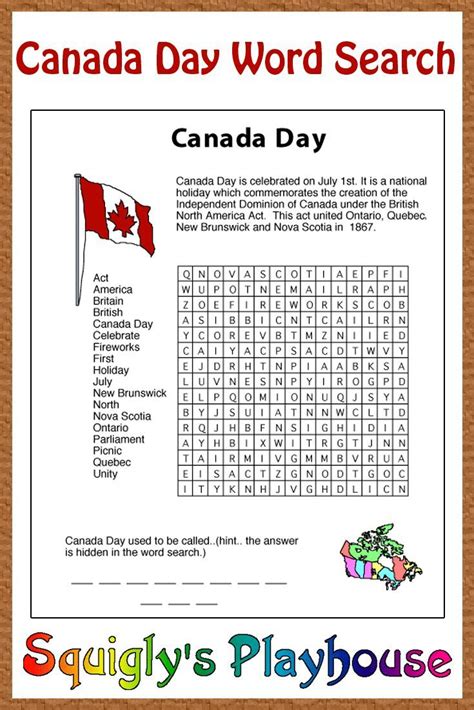 Canada Word Search Printable | Word Search Printable