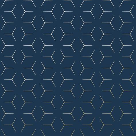 Navy and Gold Metro Illusion Geometric Wallpaper - Blue