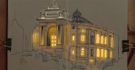 Artist "Keeps the Lights On" in Pen and Ink Drawings of Buildings