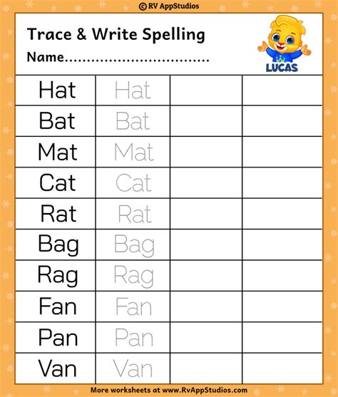 tracing words worksheets - free word tracing an words - Hannah Carlsona