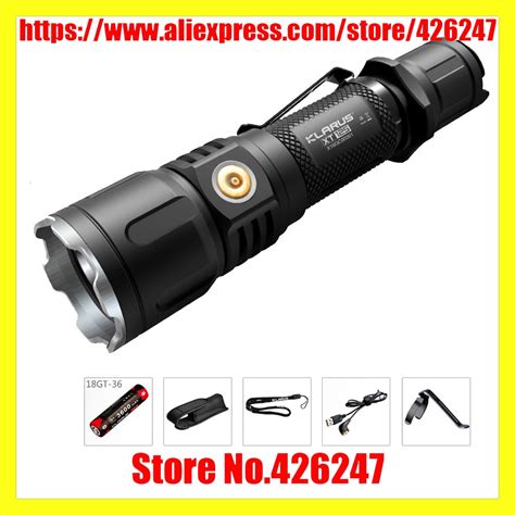 KLARUS XT12S Tactical LED Flashlight 1600 Lume CREE XHP35 HI D4 LED Torch with USB charging ...