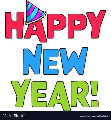 Happy new year january cartoon colored clipart Vector Image