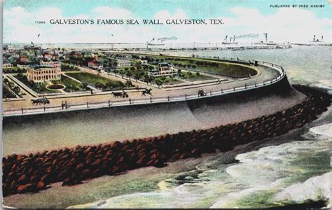 Galveston Famous Seawall Galveston Texas Vintage Postcard C130 | United States - Texas ...