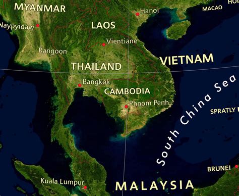 Asia Physical Satellite Image Map | World Maps Online