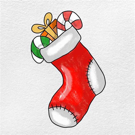 Christmas Stocking Drawing - HelloArtsy