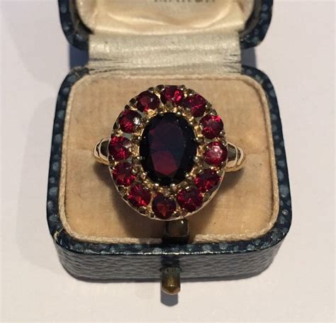 Vintage Garnet Ring, Vintage Garnet Gold ring, Silver Gilt Ring ...