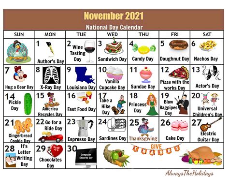 November National Day Calendar 2021- Free Printable Calendars