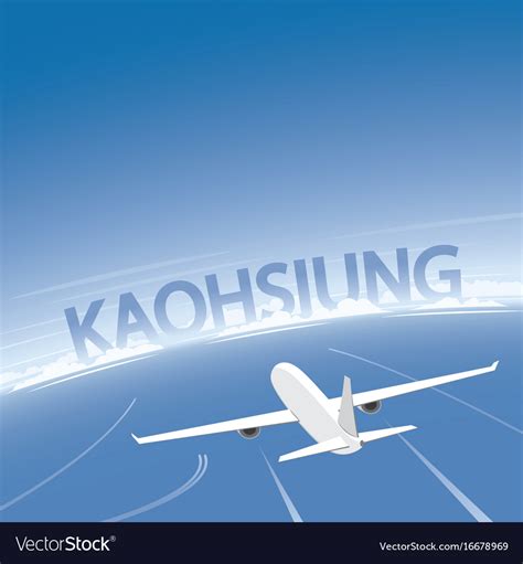 Kaohsiung skyline flight destination Royalty Free Vector