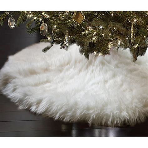 Thicken 48inch Christmas Tree Skirts Snowy White Faux Fur XMAS Tree Decoration Luxury Soft Snow ...