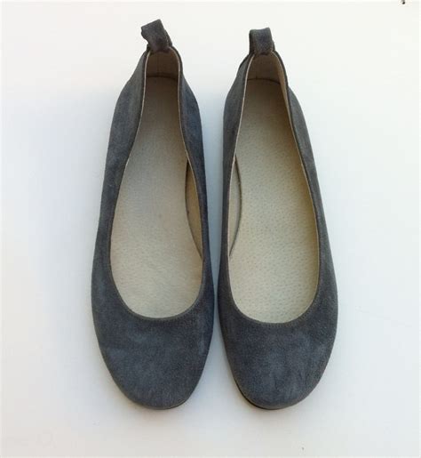 Leather Ballerina Shoes in Gray Color Women Shoes Ballet - Etsy