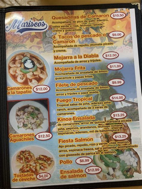 Menu at La Guelaguetza restaurant, Albuquerque