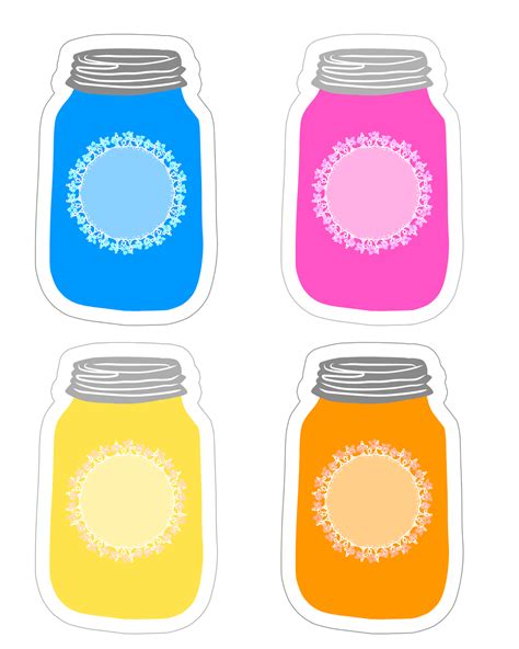 Colorful Mason Jar Tag Collection FREE Printable - The Cottage Market Mason Jar Clip Art, Mason ...