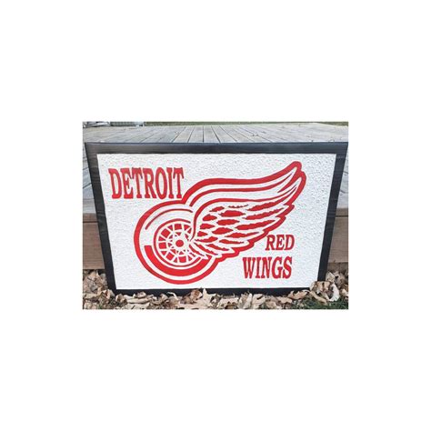 NHL Detroit Red Wings Logo Hockey Carved Wood Hanging Wall | Etsy