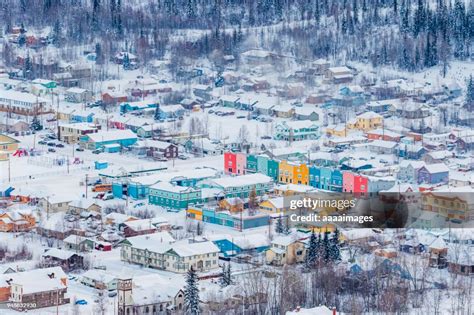 A Small Mountain Town In Winteraerial Shot High-Res Stock Photo - Getty Images