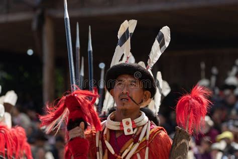 A Naga Tribesman Dressed in Traditional Attire with Traditional Weapons Editorial Photography ...