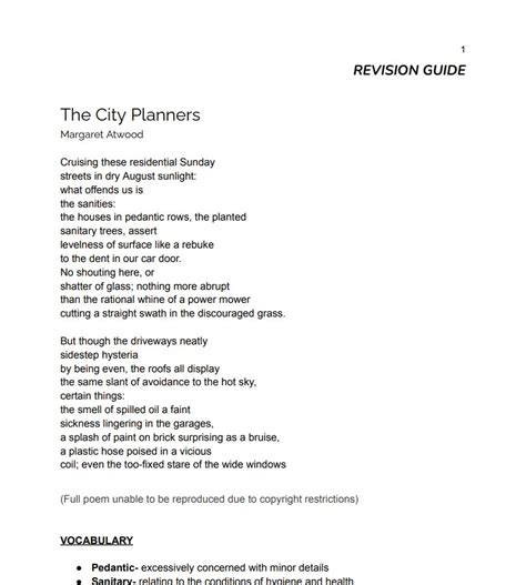 'The City Planners' by Margaret Atwood - Complete Study Guide ...