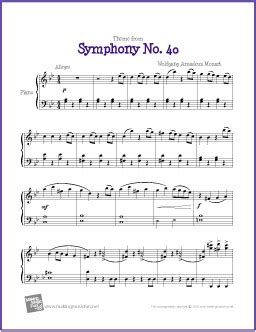 Theme from Symphony No. 40 (Mozart) | Free Easy Piano Sheet Music