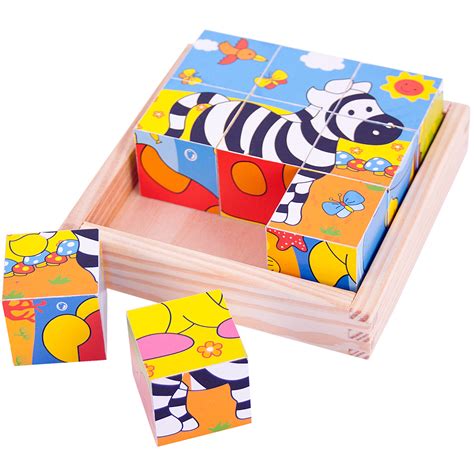 Wooden Safari Cube Puzzle | Bigjigs (BJ512) | First Puzzles