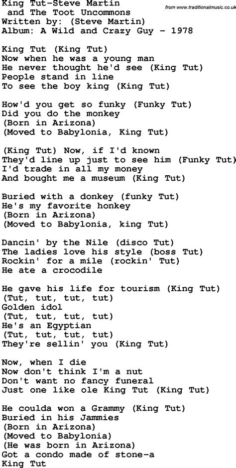 Novelty Song: King Tut-Steve Martin lyrics