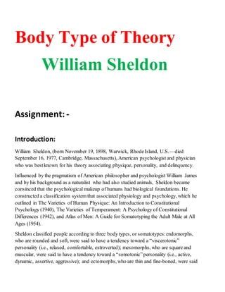 Body Type of Theory / William Sheldon's Theory / Biological Theory ...