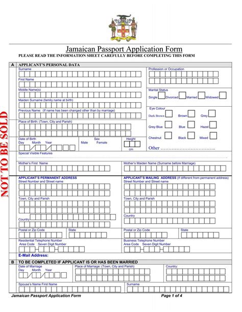 Jamaica Passport Application Form