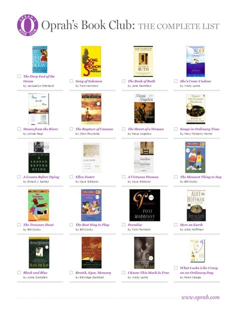 Oprah Book Club Complete List | Writers | Novels