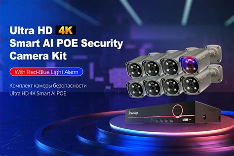 4K 16CH POE Camera System with Red and Blue Alarm Light – Techage.com