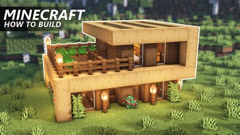 Minecraft: How to Build a Modern Wooden House | Survival Starter House - YouTube