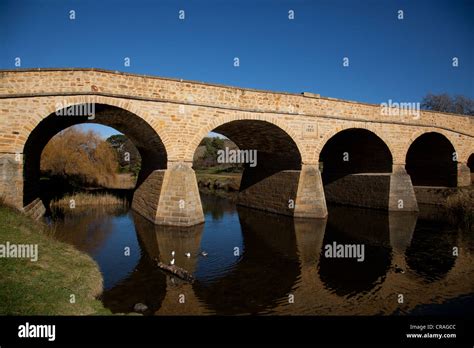 Historic Richmond bridge on river, Tasmania, Australia Stock Photo - Alamy