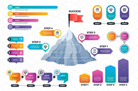 Steps to success infographics | Background Graphics ~ Creative Market