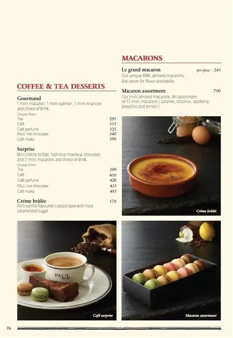 Menu at PAUL cafe, Makati, Hidalgo Drive