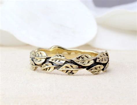 Leaf Wedding Band Nature Inspired Leaves Ring Earth Tree Plant Floral ...