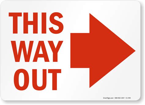 This Way Out Signs with Arrows, Fire and Emergency Signs, SKU: S-1749