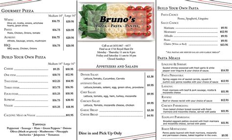 Our Menu | Bruno's Italian