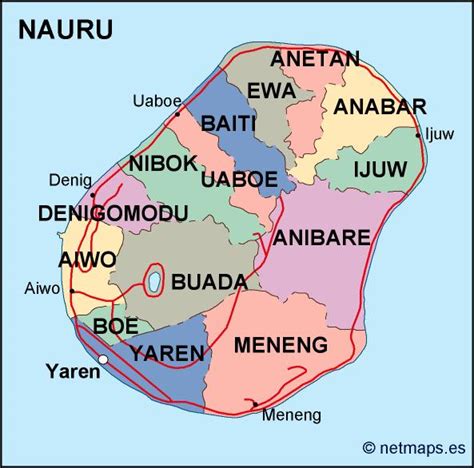 nauru political map. Vector Eps maps. Eps Illustrator Map