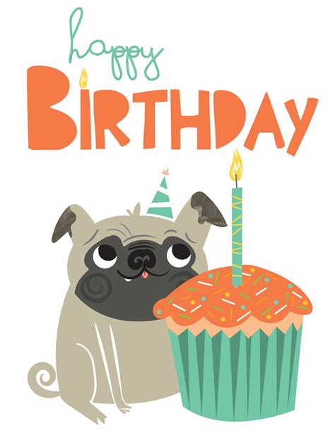 Happy Birthday Pug Card on Behance