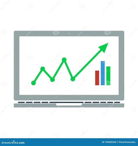 Icon of Laptop with Chart stock vector. Illustration of design - 194669344