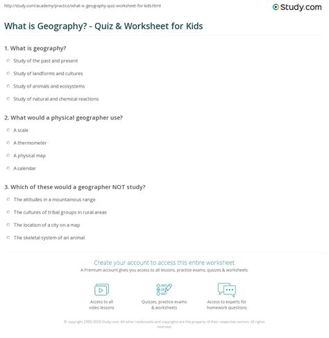 What is Geography? - Quiz & Worksheet for Kids | Study.com