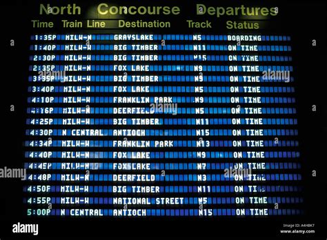 Train departure schedule board Union Station Chicago IL USA Stock Photo ...