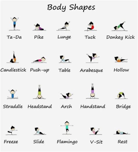 Body shapes | Gymnastics routines, Gymnastics lessons, Tumbling gymnastics